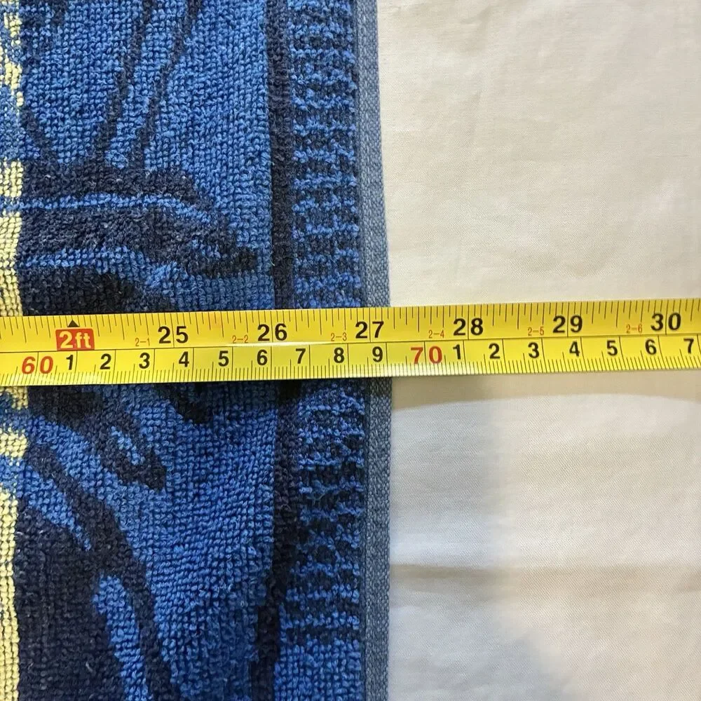 Surfer Girl Beach Towel 27x54 Surfboard Blue Stripes Reversible Navy Blue *READ*